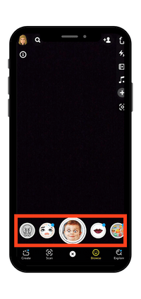 screen of snapchat application on recording tab